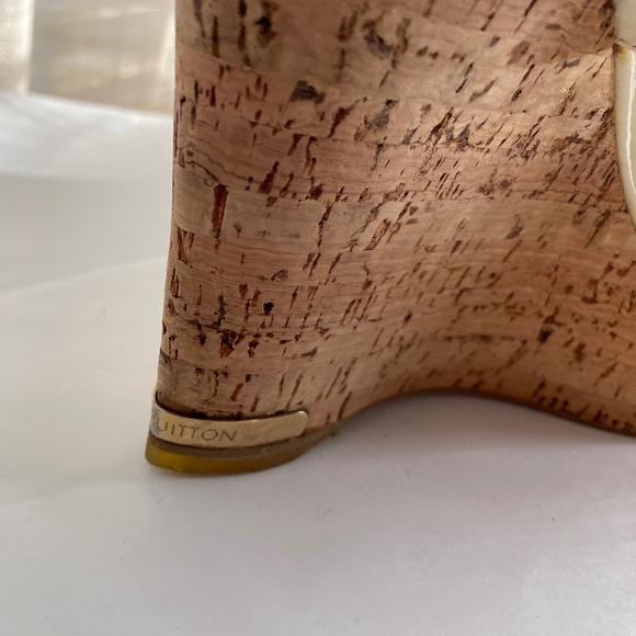 Louis Vuitton cork platform wedges multi-color Murakami leather  heels 38.5 - Picture 2 of 9